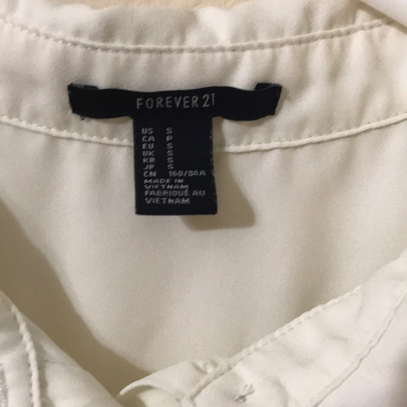 Forever 21 White Button Up Sleeveless Tank Small - Picture 2 of 5